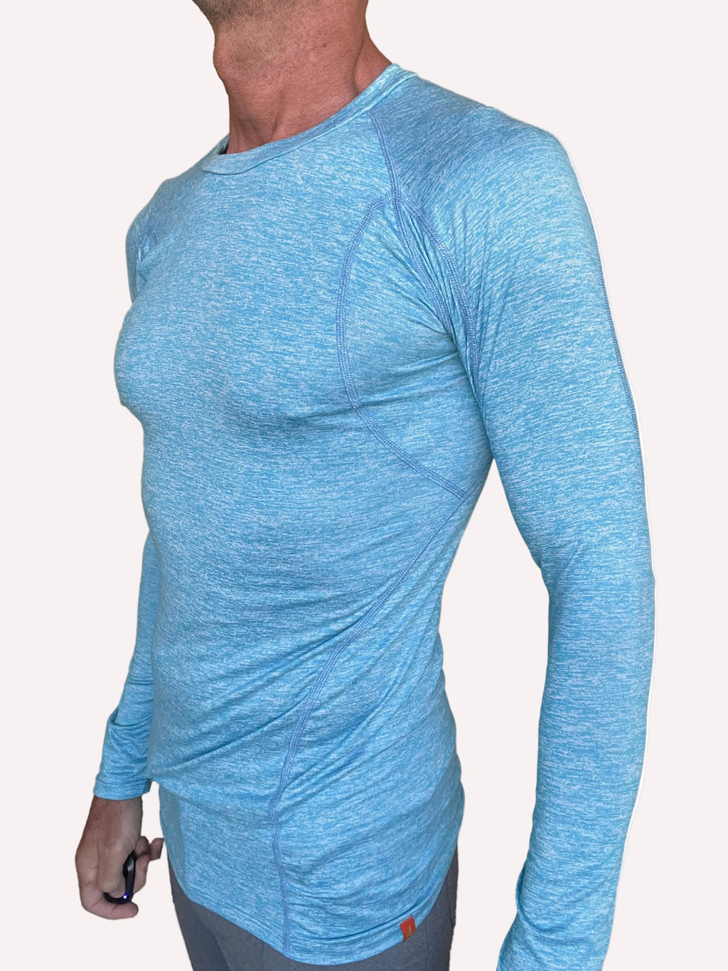 Designer Raglan Crew-Neck Tee - Long Sleeve (Solid Coral Shelf)