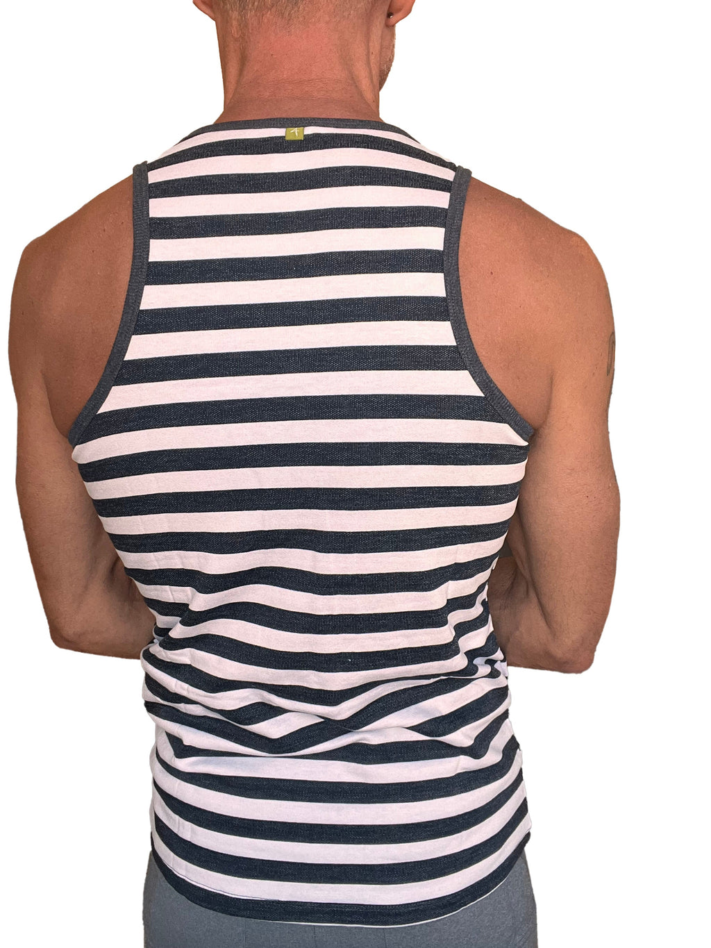 Yummy Nautical Fleece Sustain Tank Top (Black/White Stripe)