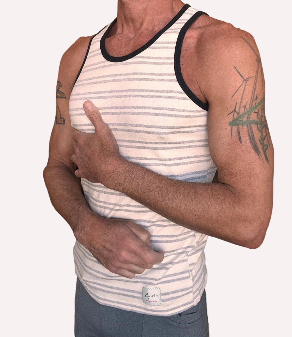 Yummy Nautical Fleece Sustain Tank Top (Light Gray Stripe)