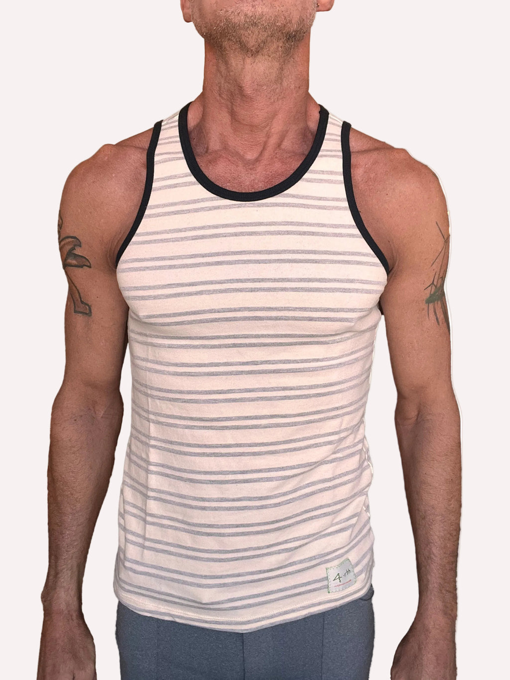 Yummy Nautical Fleece Sustain Tank Top (Light Gray Stripe)