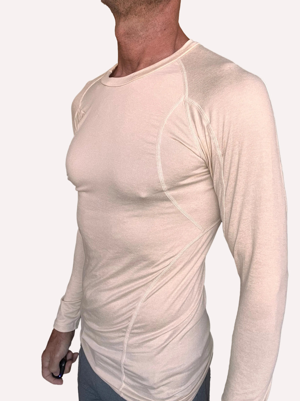 Designer Raglan Crew-Neck Tee - Long Sleeve (Sand Beige)
