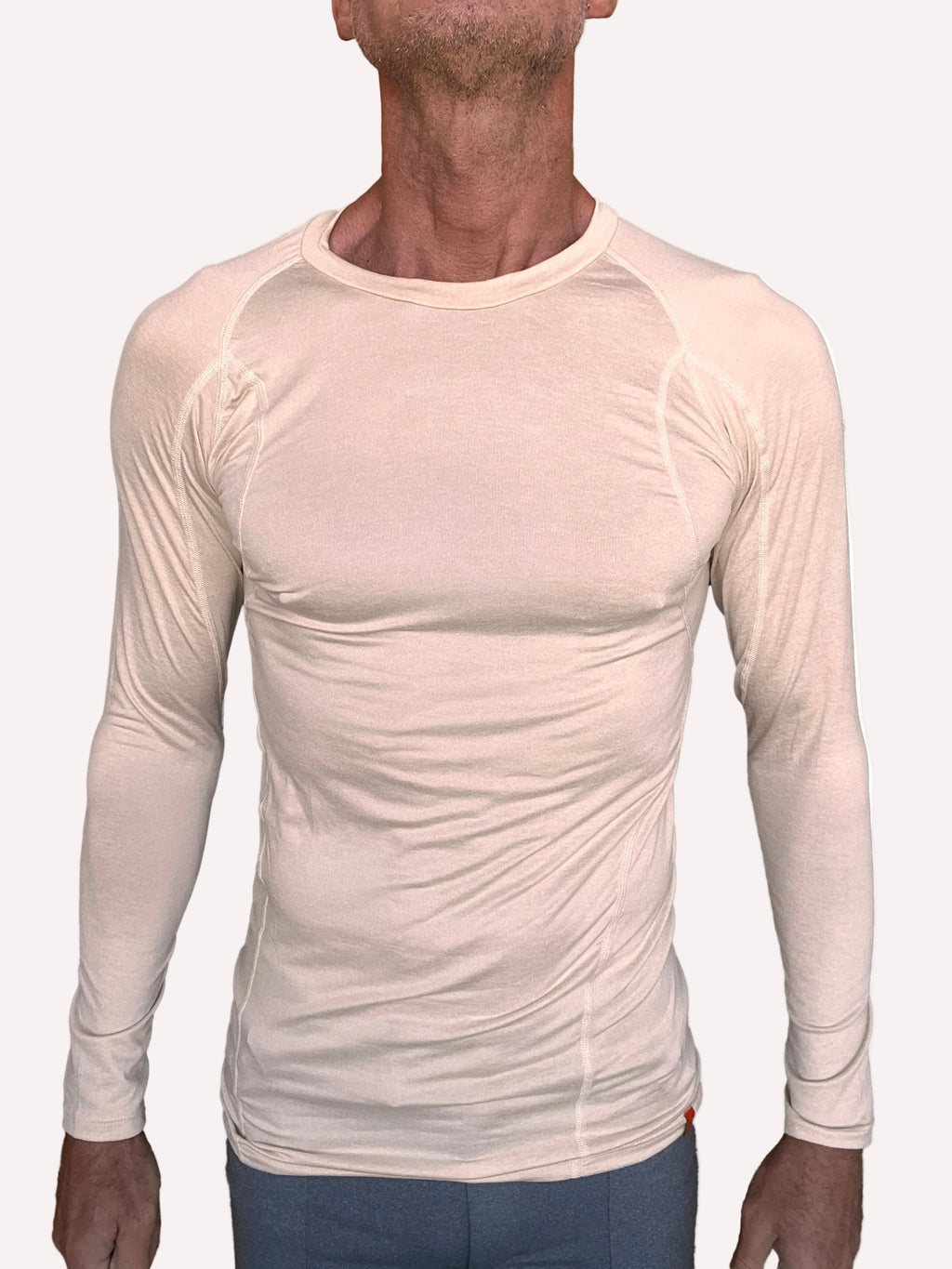 Designer Raglan Crew-Neck Tee - Long Sleeve (Sand Beige)