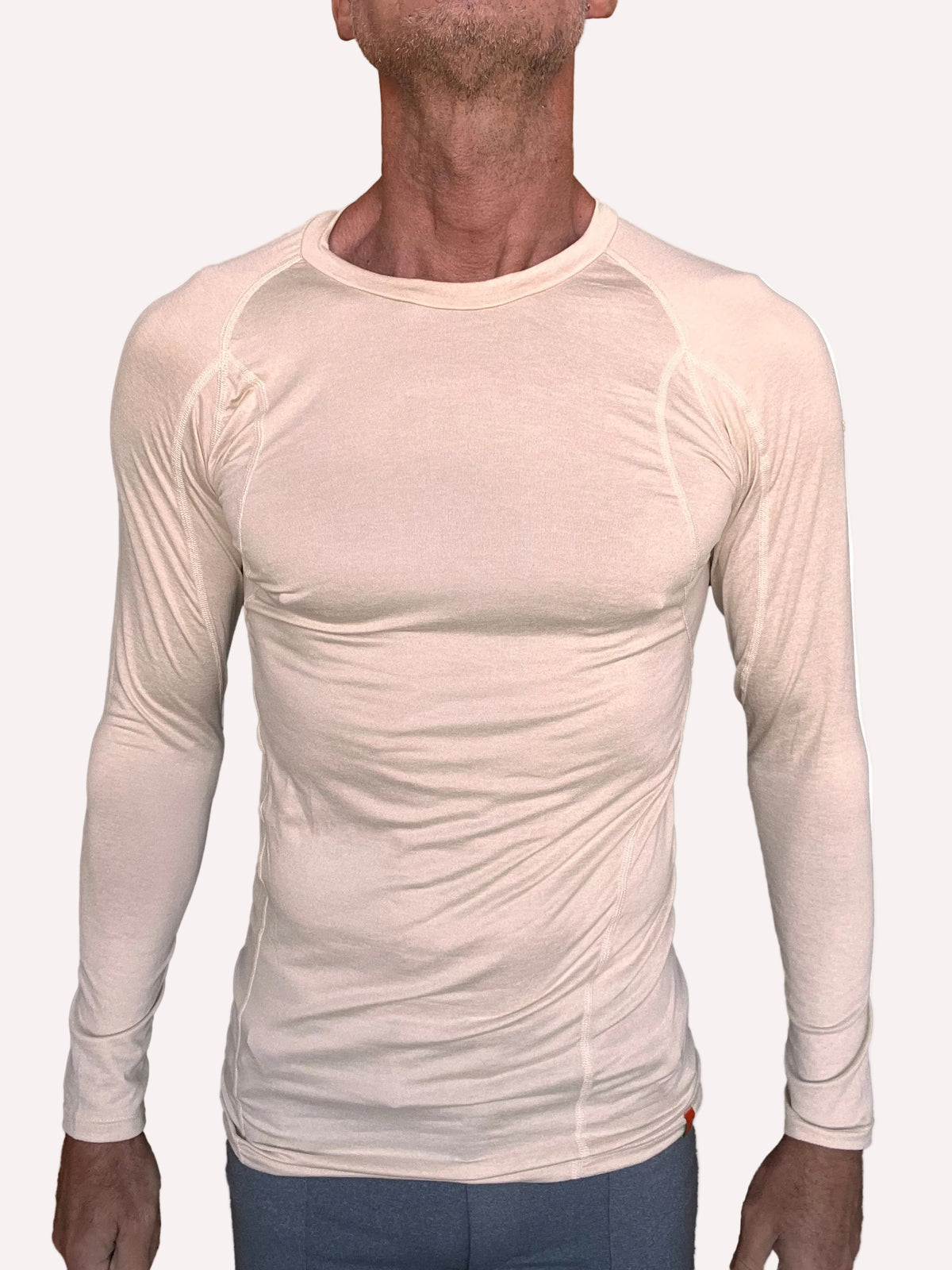 Designer Raglan Crew-Neck Tee - Long Sleeve (Sand Beige)