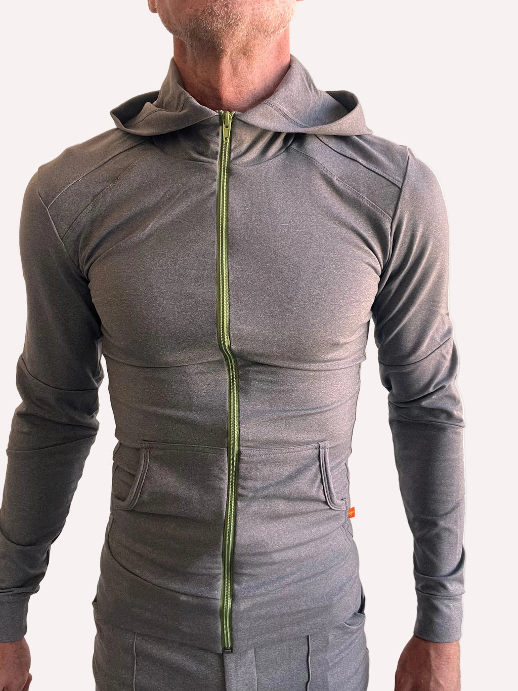 PERFORMANCE-premium Form-fit Crossover Yoga Track Hoodie (Dark Gray Heather)