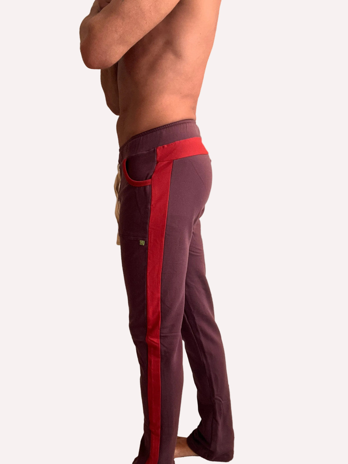 **Winter Collection** MID-Weight Luxury-Fleece Track & Lounge Sweat Pant (Burgundy w/Red))