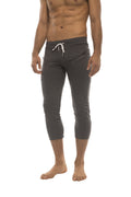 Mens 4/5 Zipper Pocket Capri Yoga Pants (Solid Charcoal)