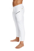 Mens 4/5 Zipper Pocket Capri Yoga Pants (White)