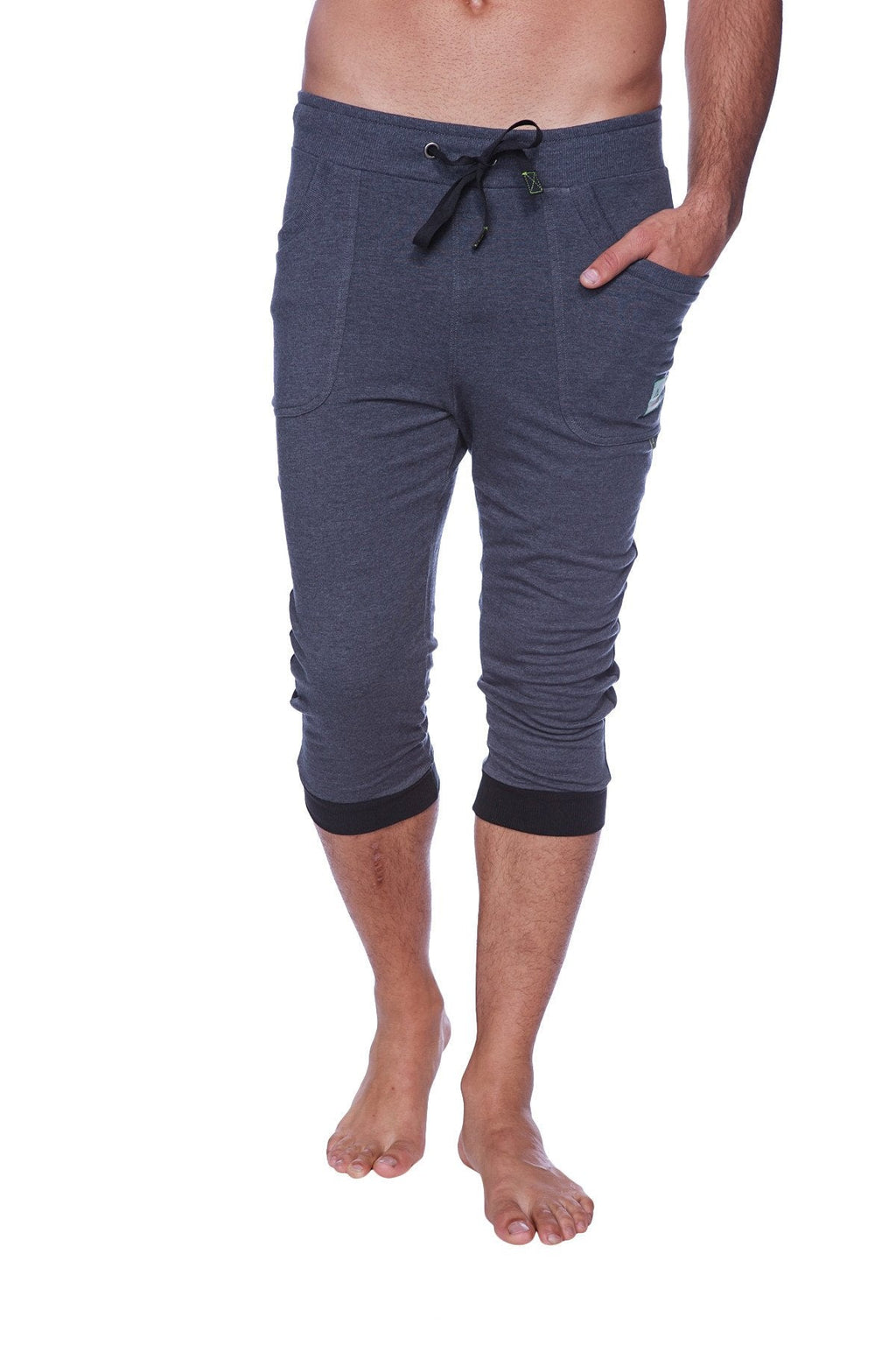 Mens Cuffed Yoga Pants (Charcoal w/Black)