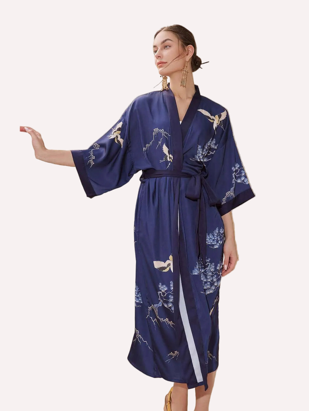 Mountain Crane Kimono Robe