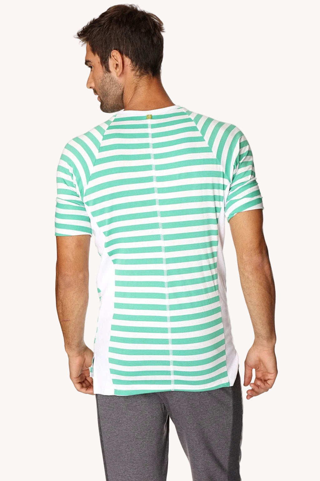 Nautical Raglan Resort Henley Tee (Green & White Stripe)