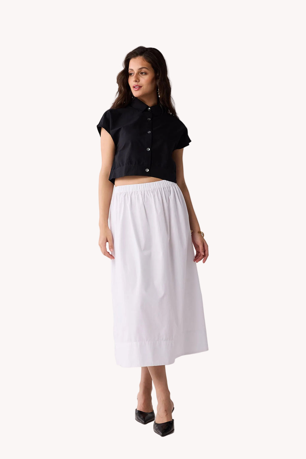 Oversized Crop Shirt in Black
