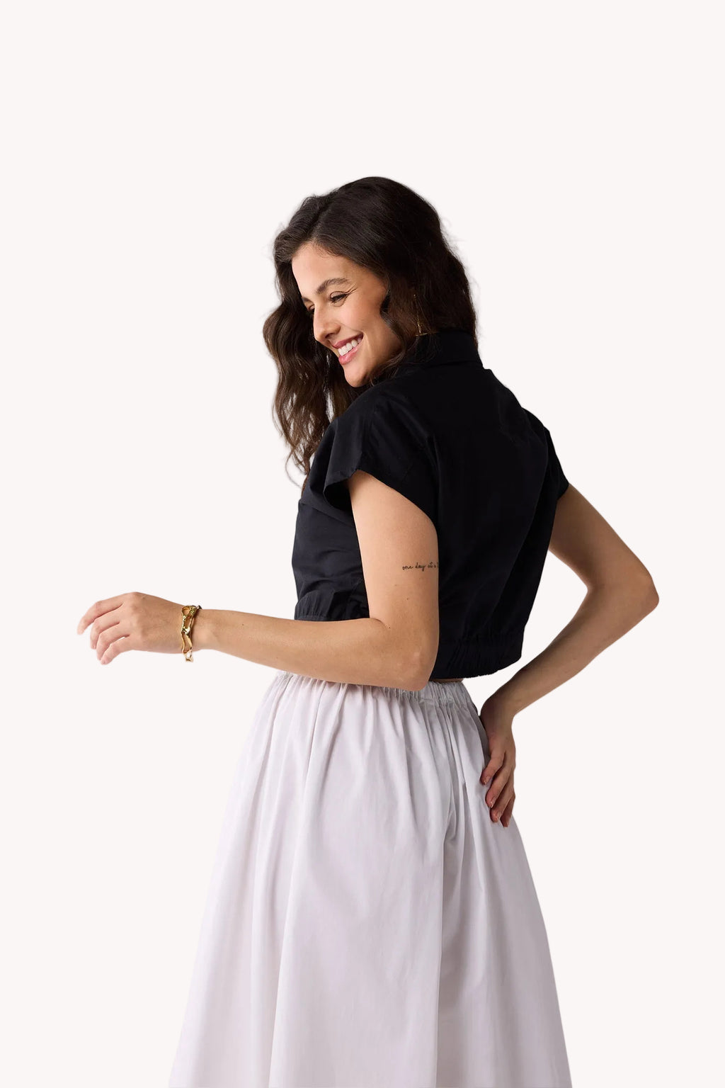 Oversized Crop Shirt in Black