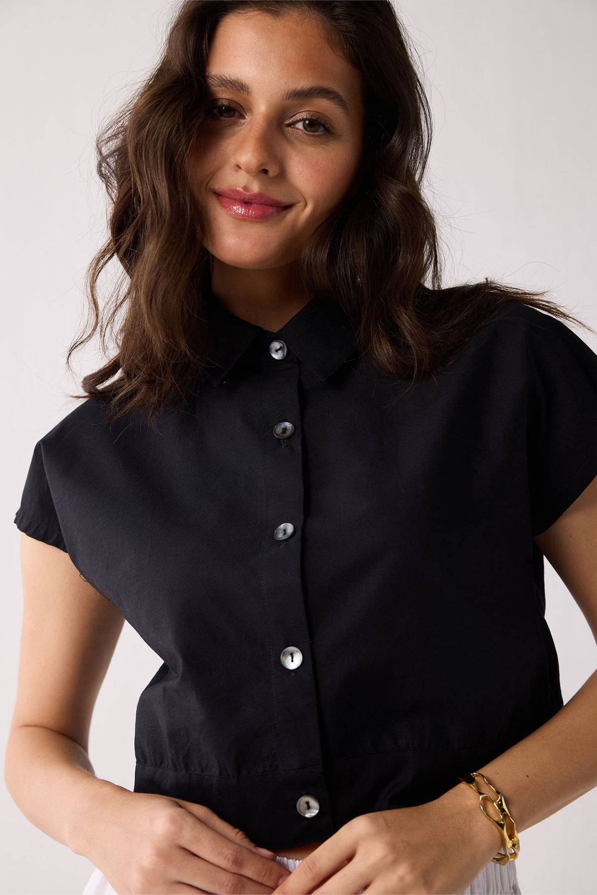Oversized Crop Shirt in Black