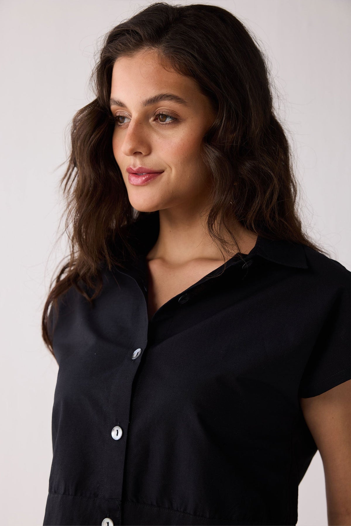 Oversized Crop Shirt in Black