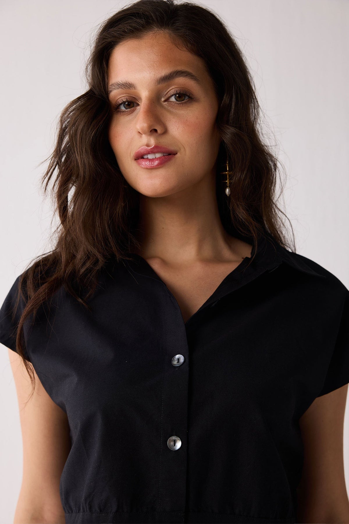 Oversized Crop Shirt in Black