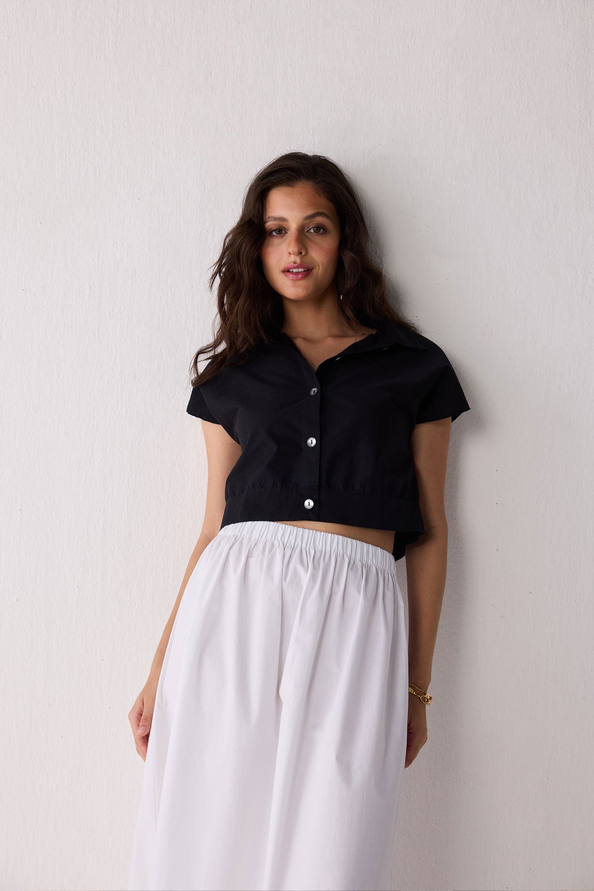 Oversized Crop Shirt in Black