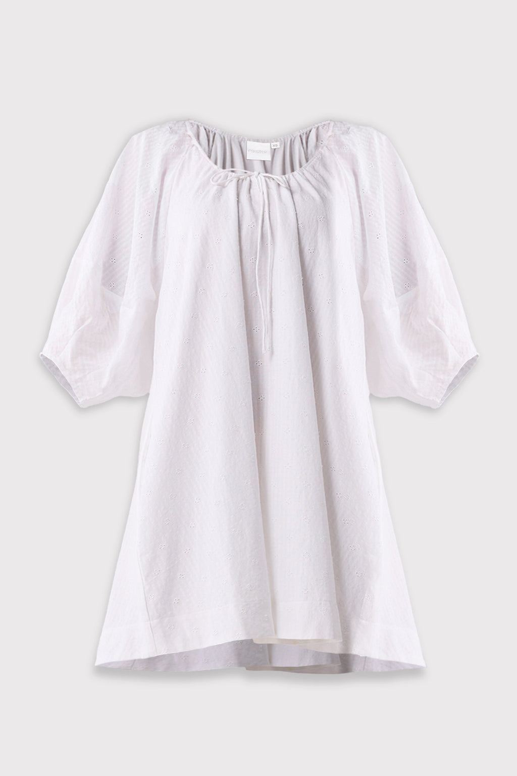 Puff Sleeved Dress with Drawstring Neckline