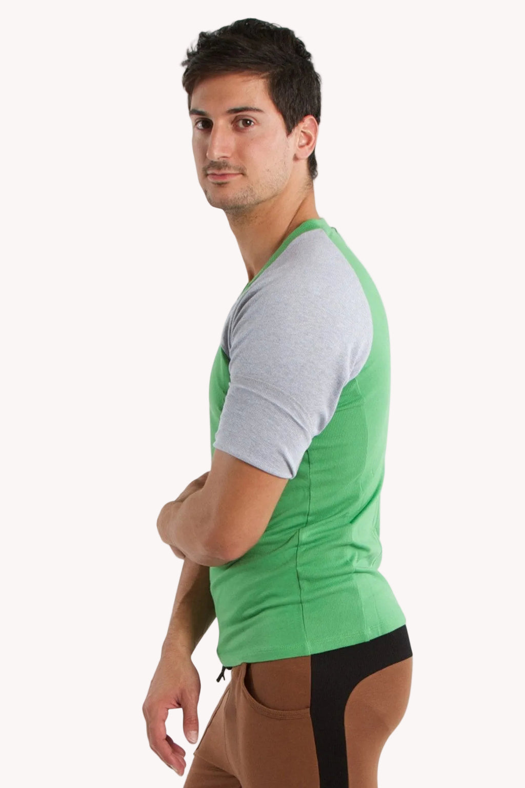 Raglan Virtual Crew Neck (Bamboo Green w/Grey)