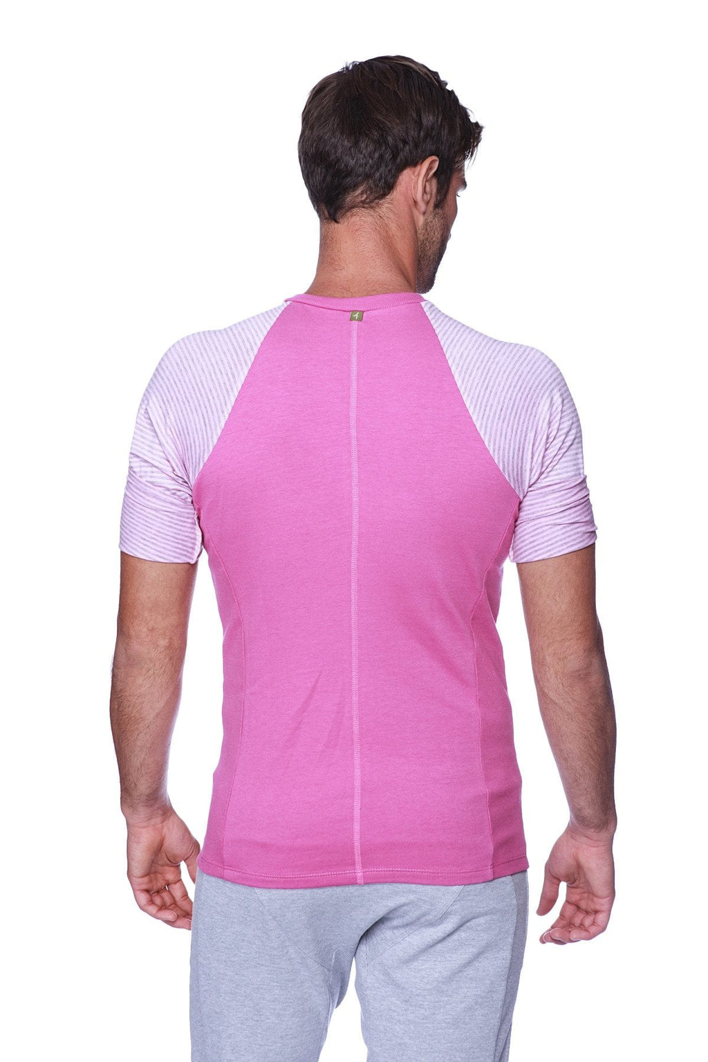 Raglan Virtual Crew Neck (Berry w/ Pink & Grey Stripe)