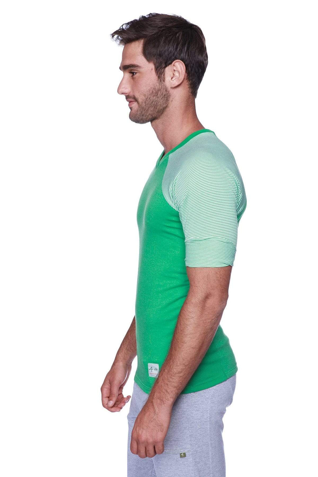 Raglan Virtual Crew Neck (Green w/ Green & White Stripe)