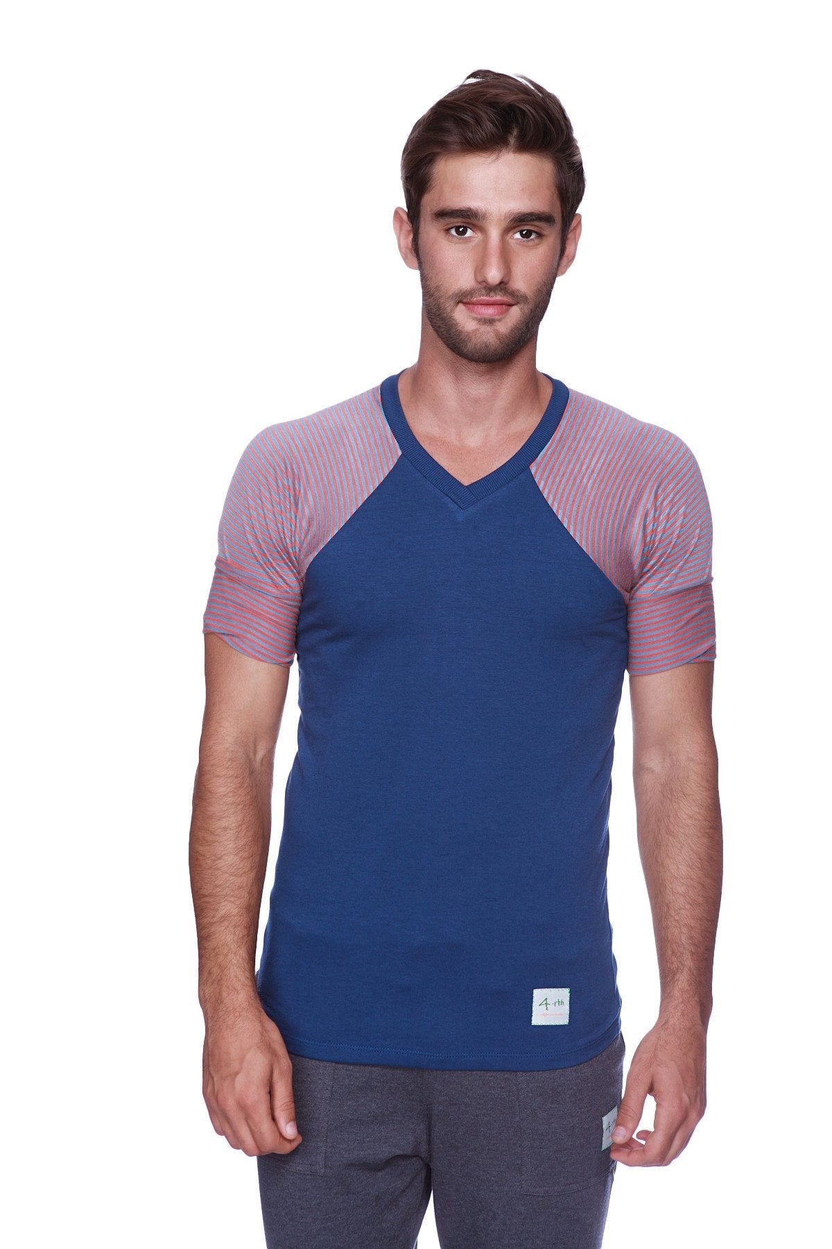 Raglan Virtual Crew Neck (Royal Blue w/ Red & Grey Stripe)