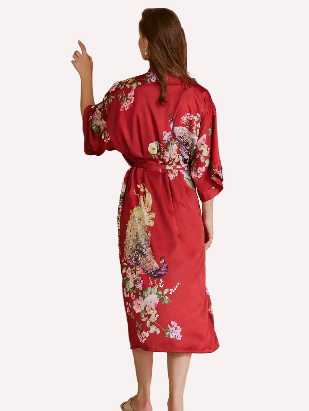 Peacock Red Kimono Robe