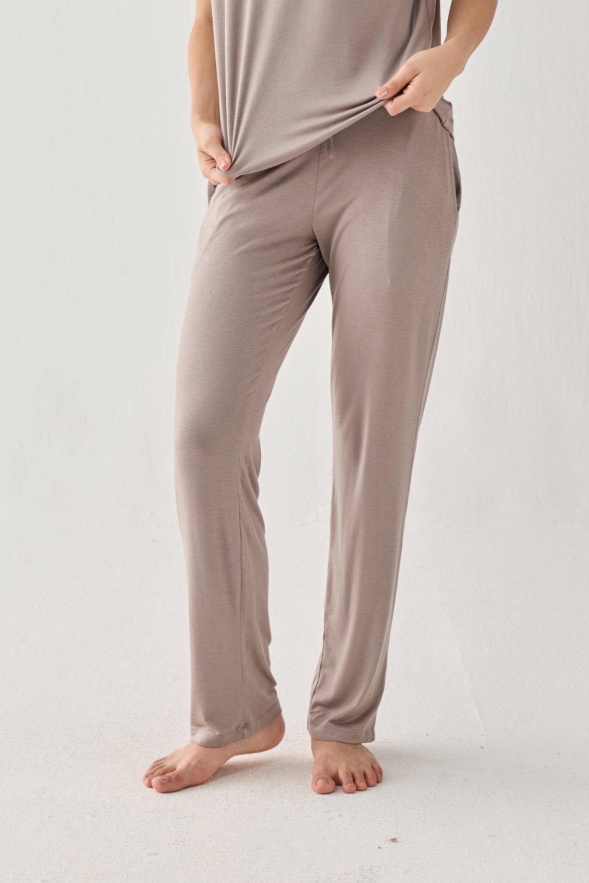 Wide Leg Pant in  Earth Grey