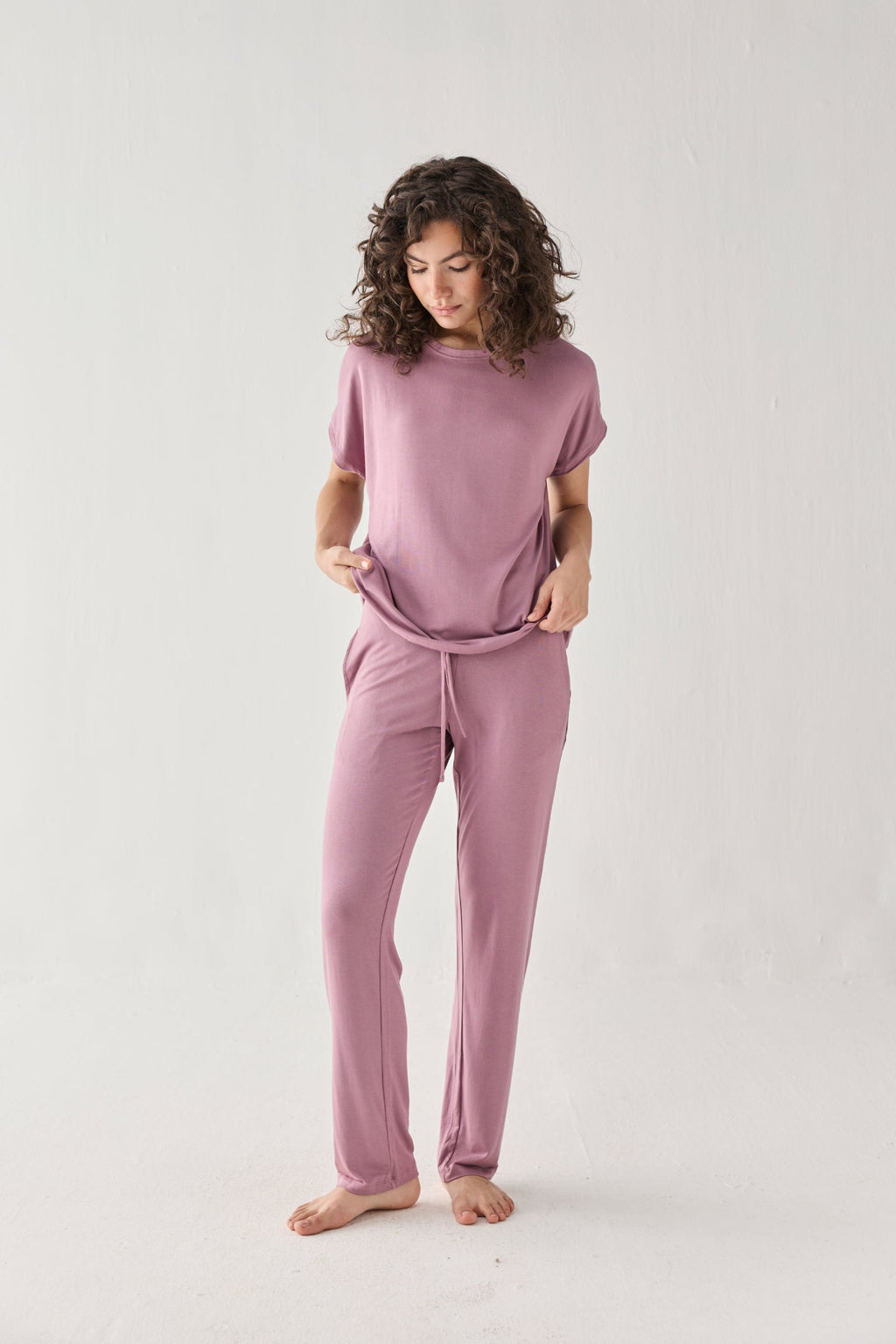 Relaxed Tee Set in Dusty Rose
