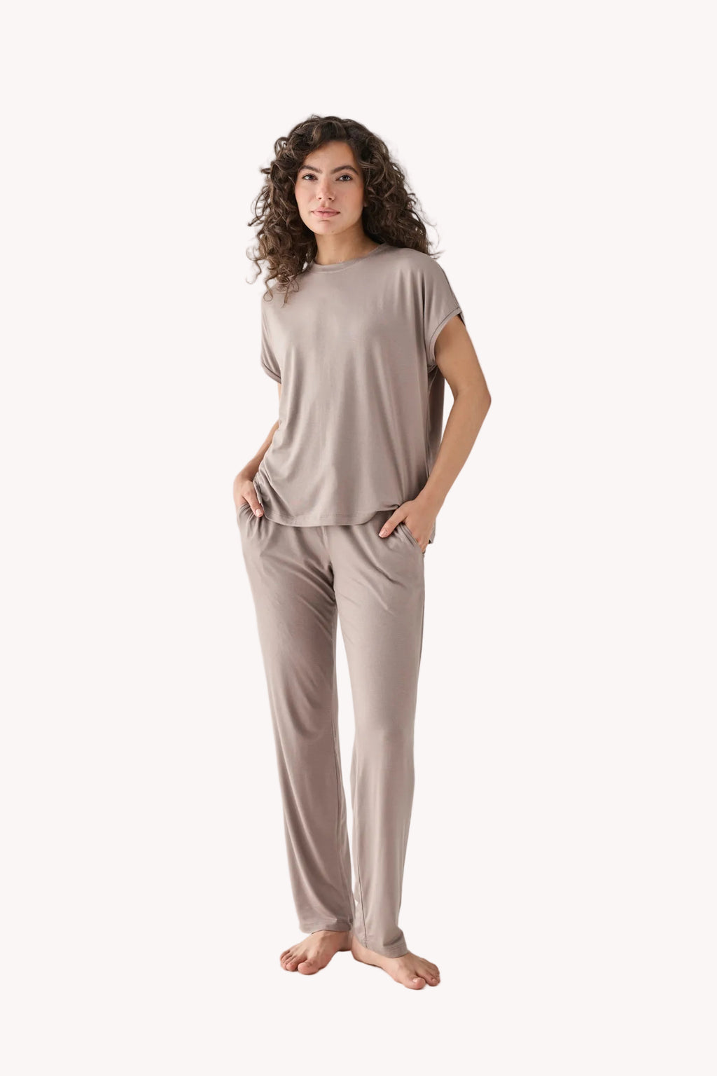 Relaxed Tee Set in Earth Grey