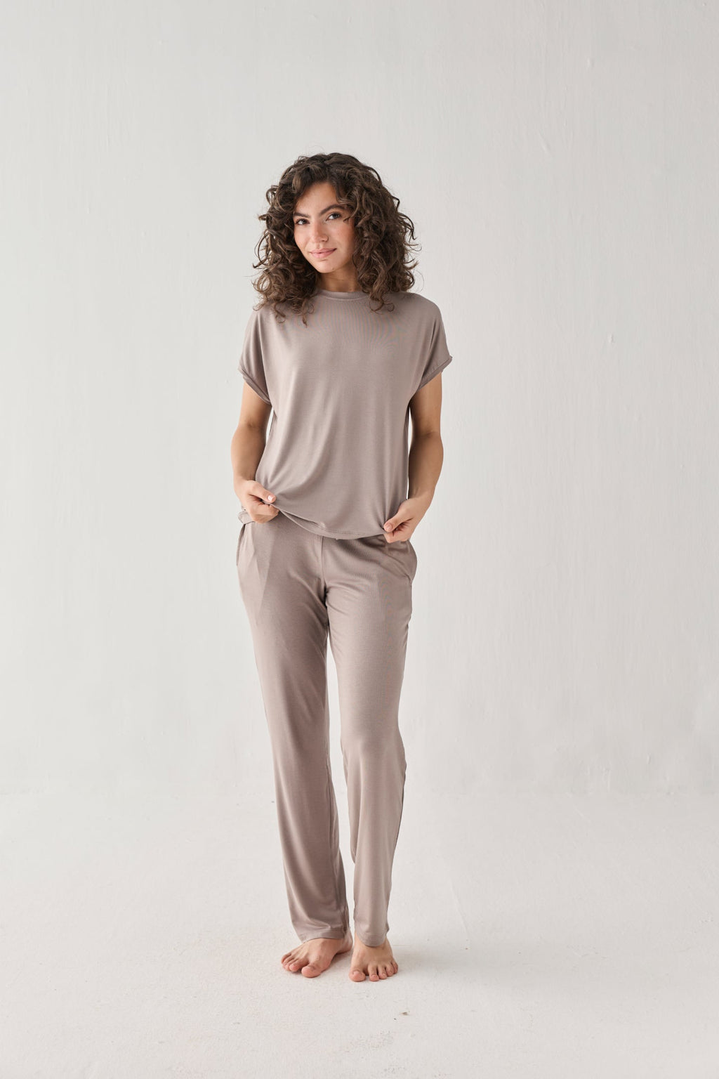 Relaxed Tee Set in Earth Grey