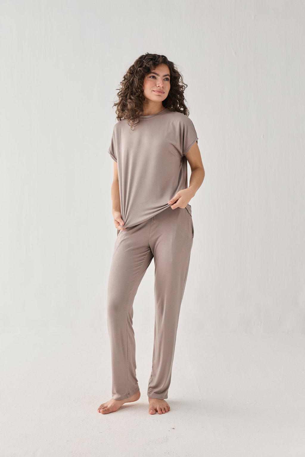 Relaxed Tee Set in Earth Grey