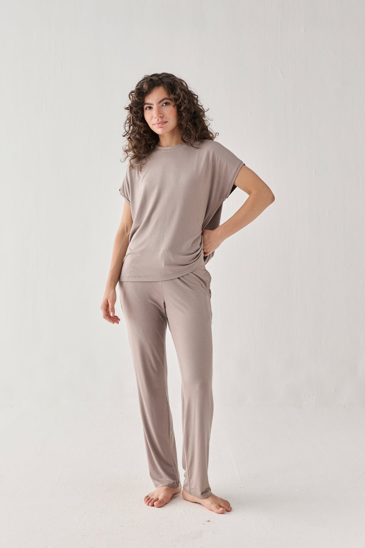 Relaxed Tee Set in Earth Grey