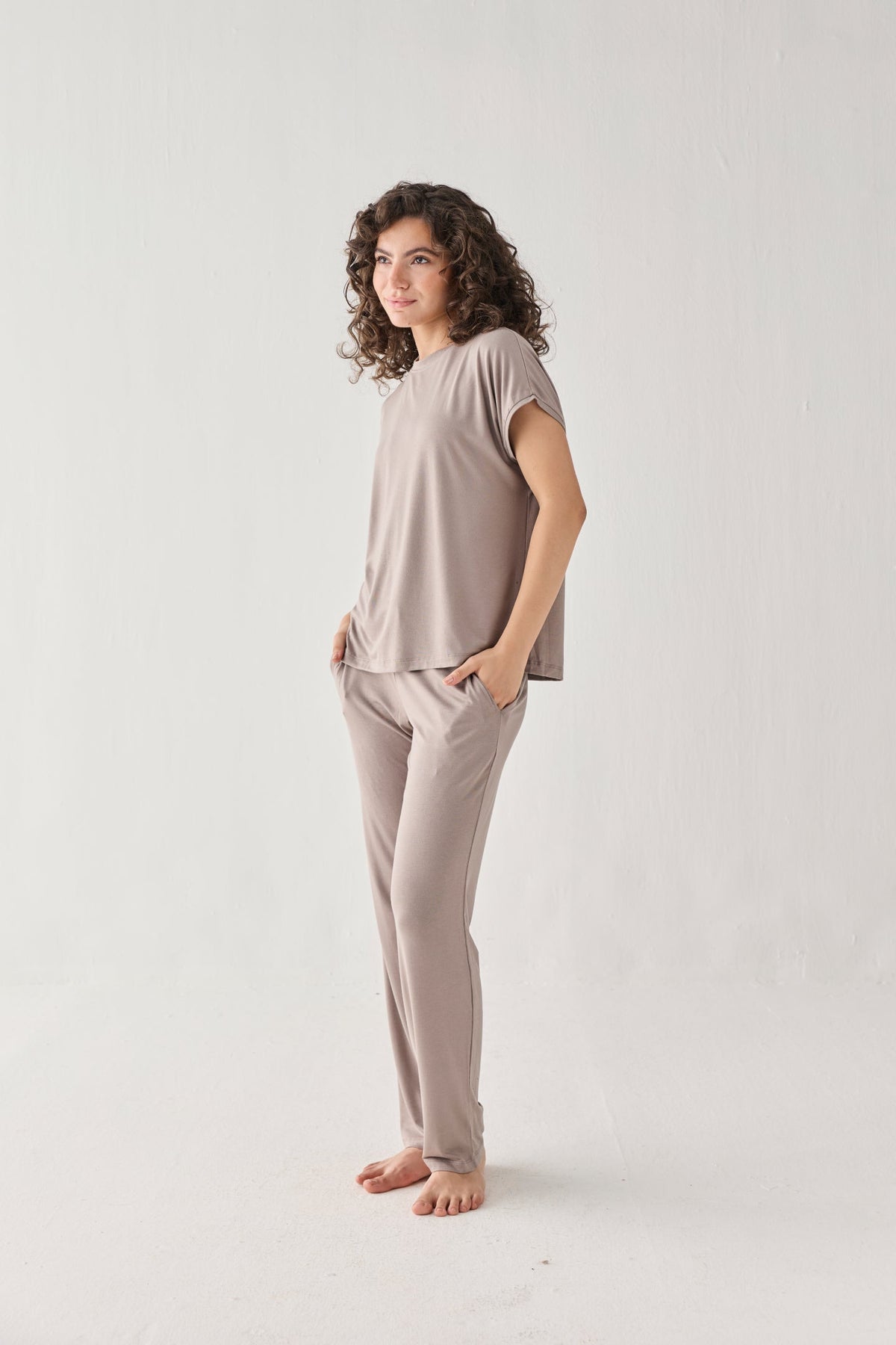 Relaxed Tee Set in Earth Grey