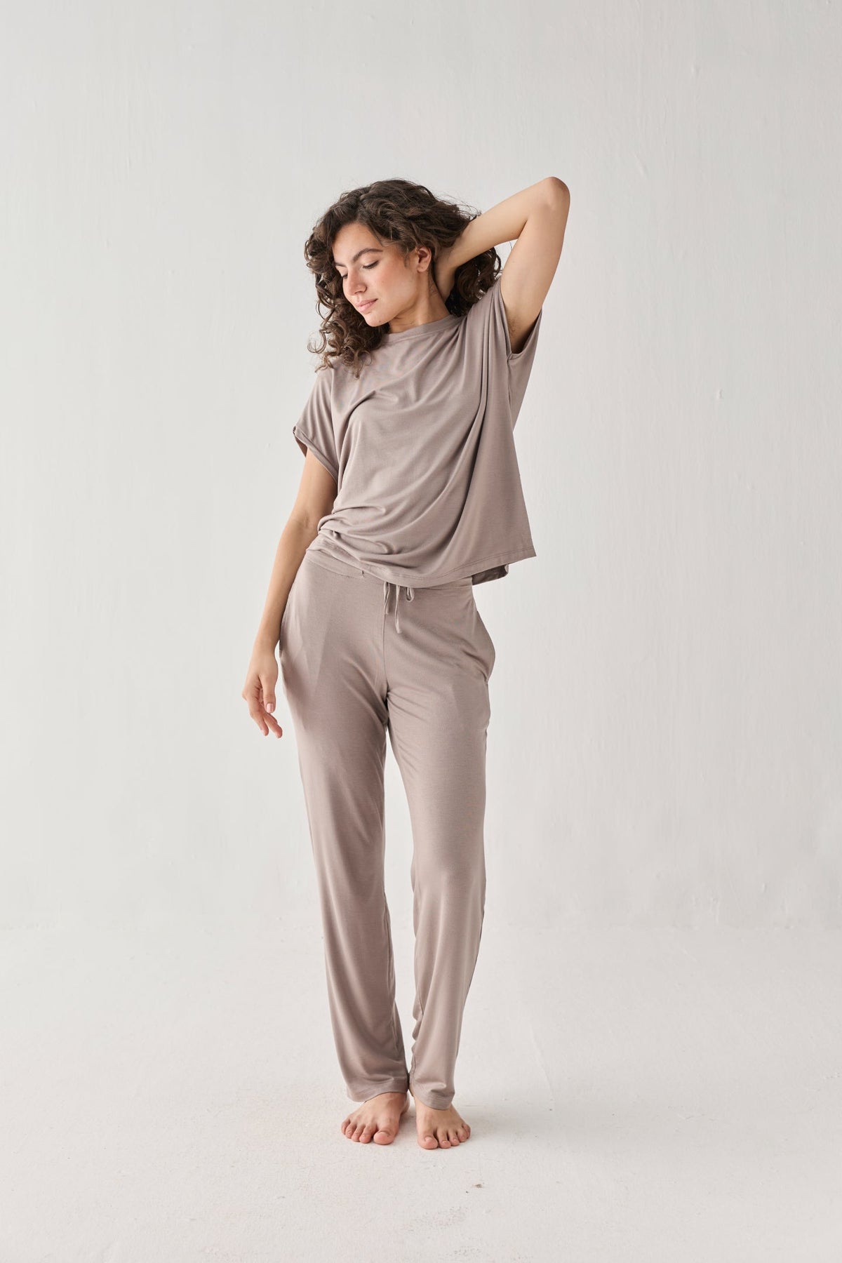 Relaxed Tee Set in Earth Grey