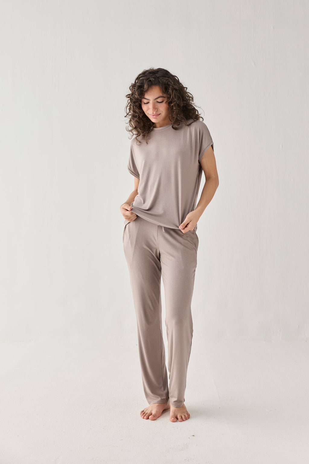 Relaxed Tee Set in Earth Grey