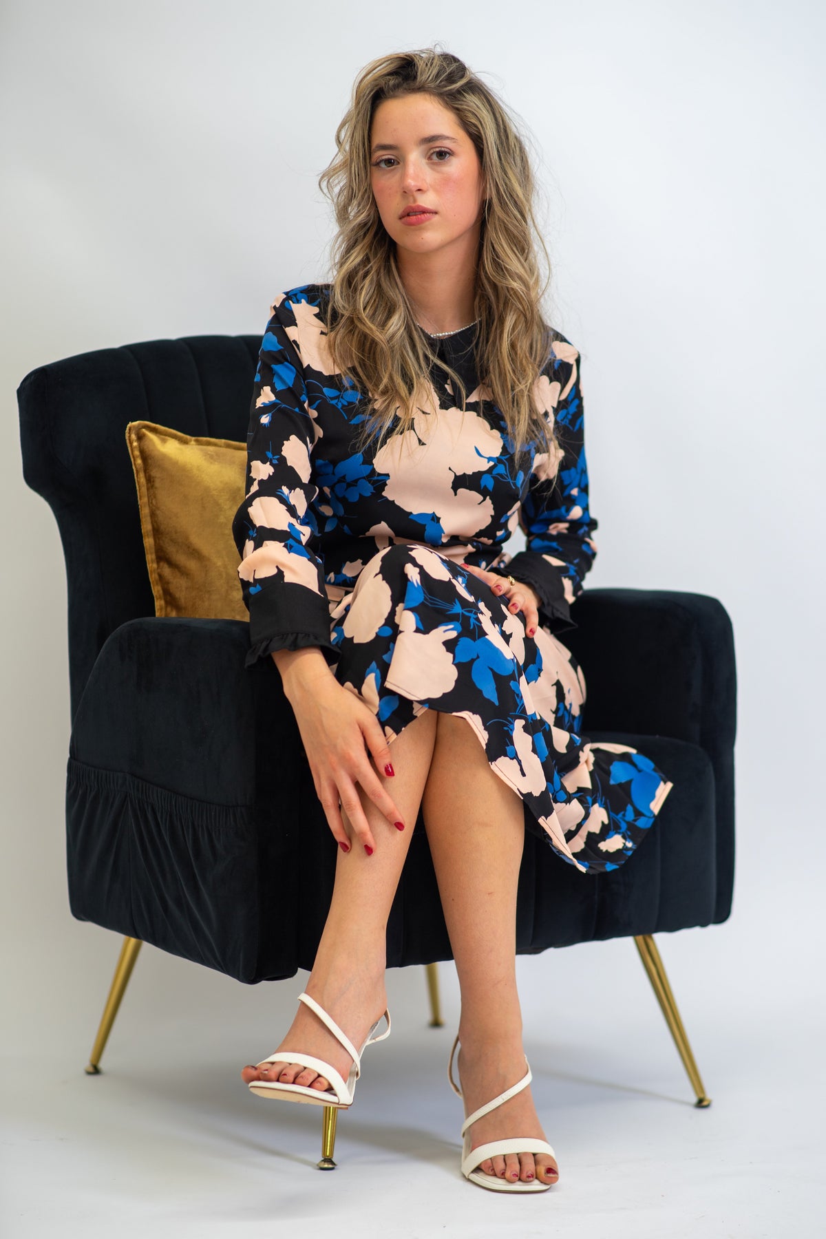 Sapphire Bloom Midi Dress