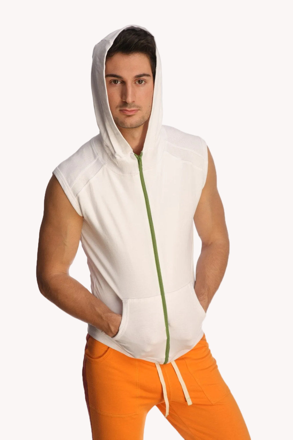 Sleeveless Yoga Hoodie (White)
