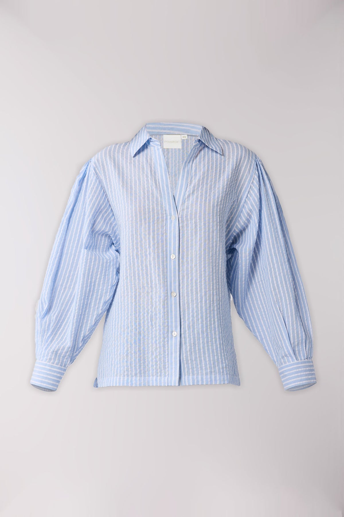 Striped Shirt with Long Balloon Sleeves in Blue