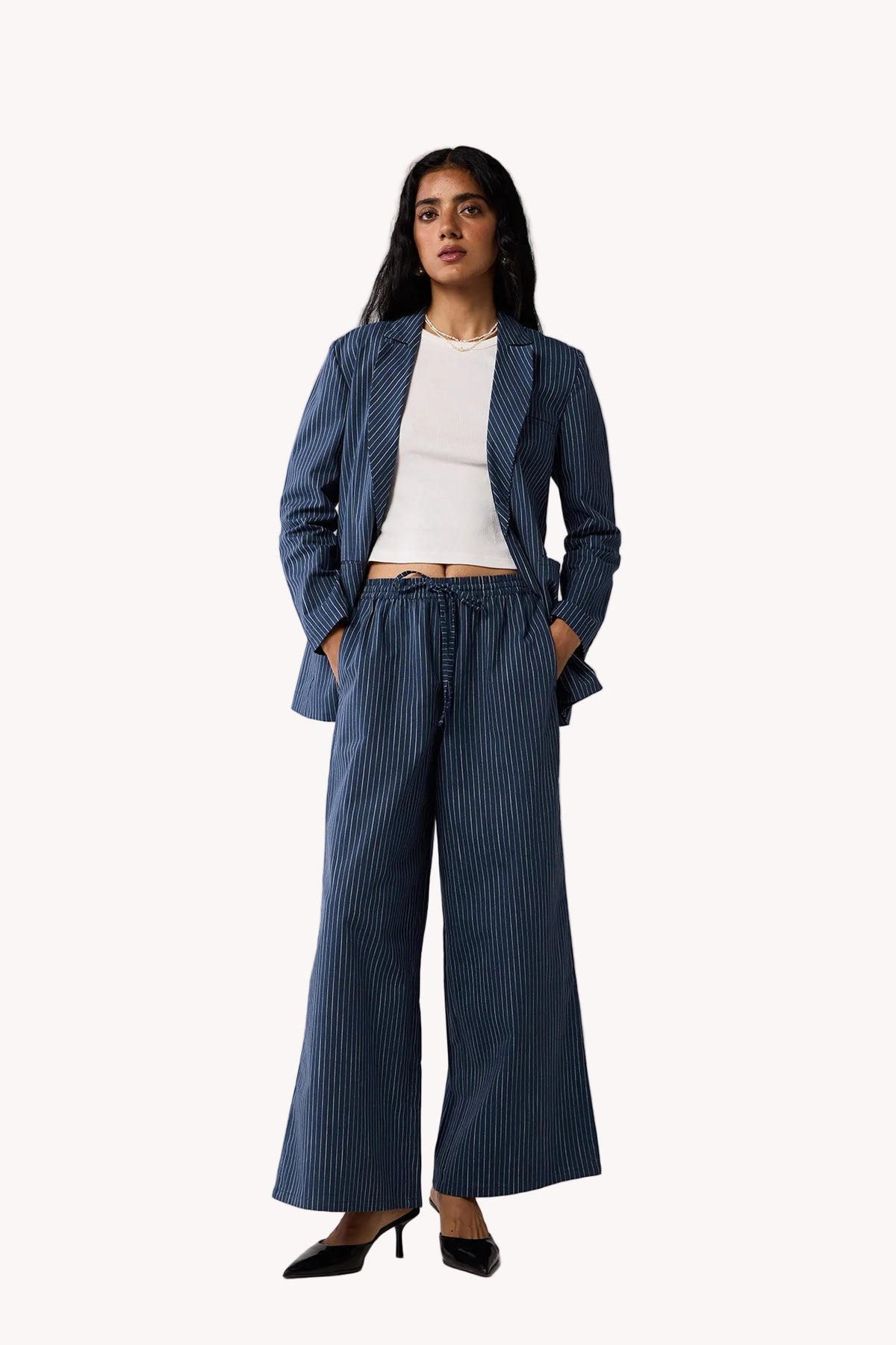 The Weekday Blazer in Blue Stripes