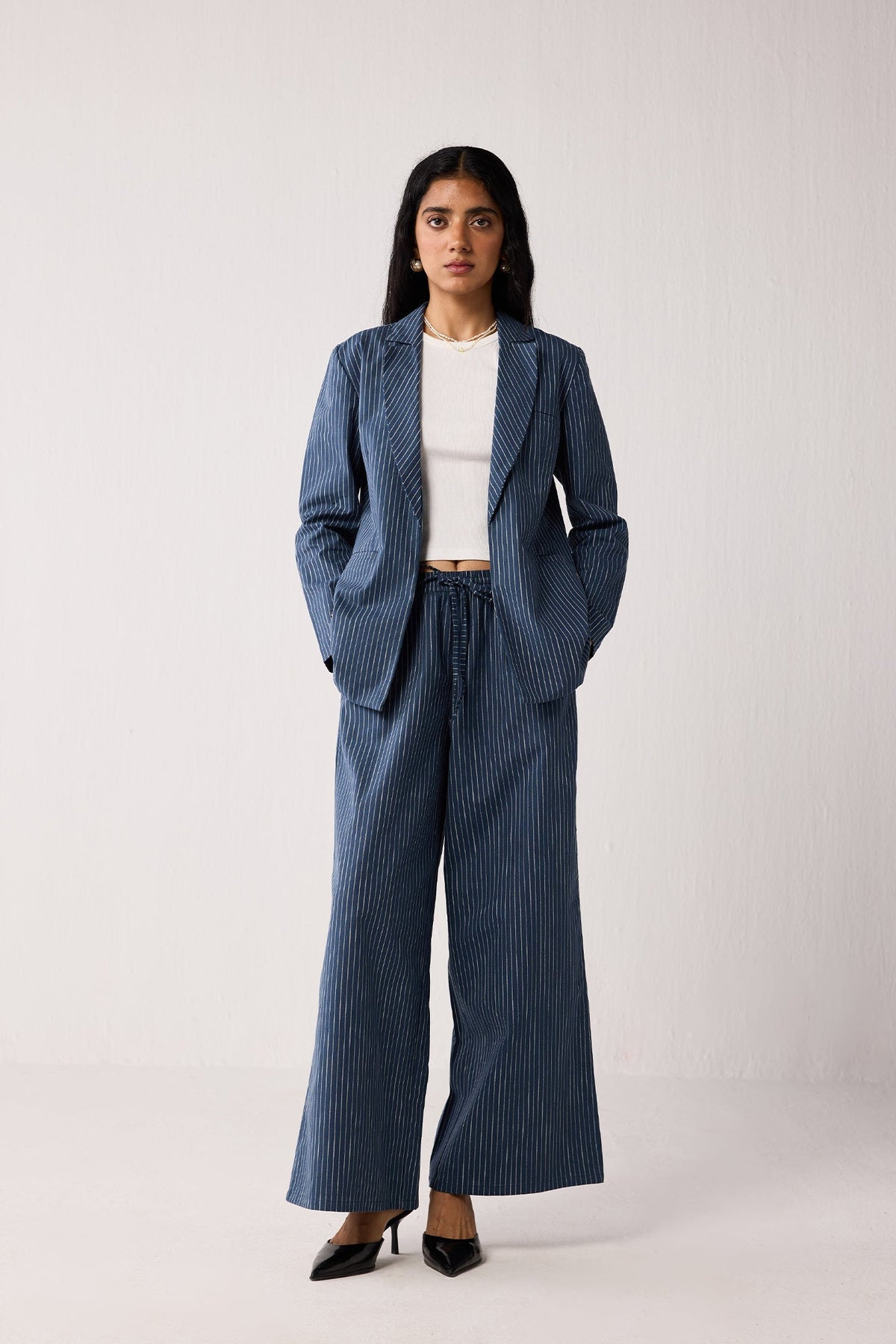 The Weekday Blazer in Blue Stripes