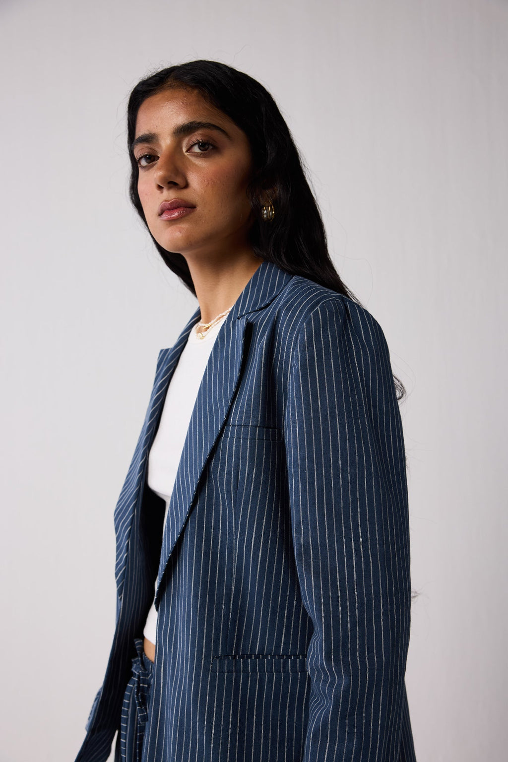 The Weekday Blazer in Blue Stripes
