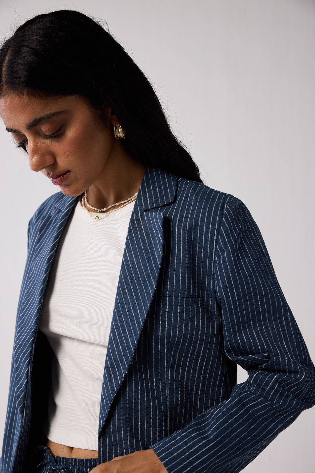 The Weekday Blazer in Blue Stripes