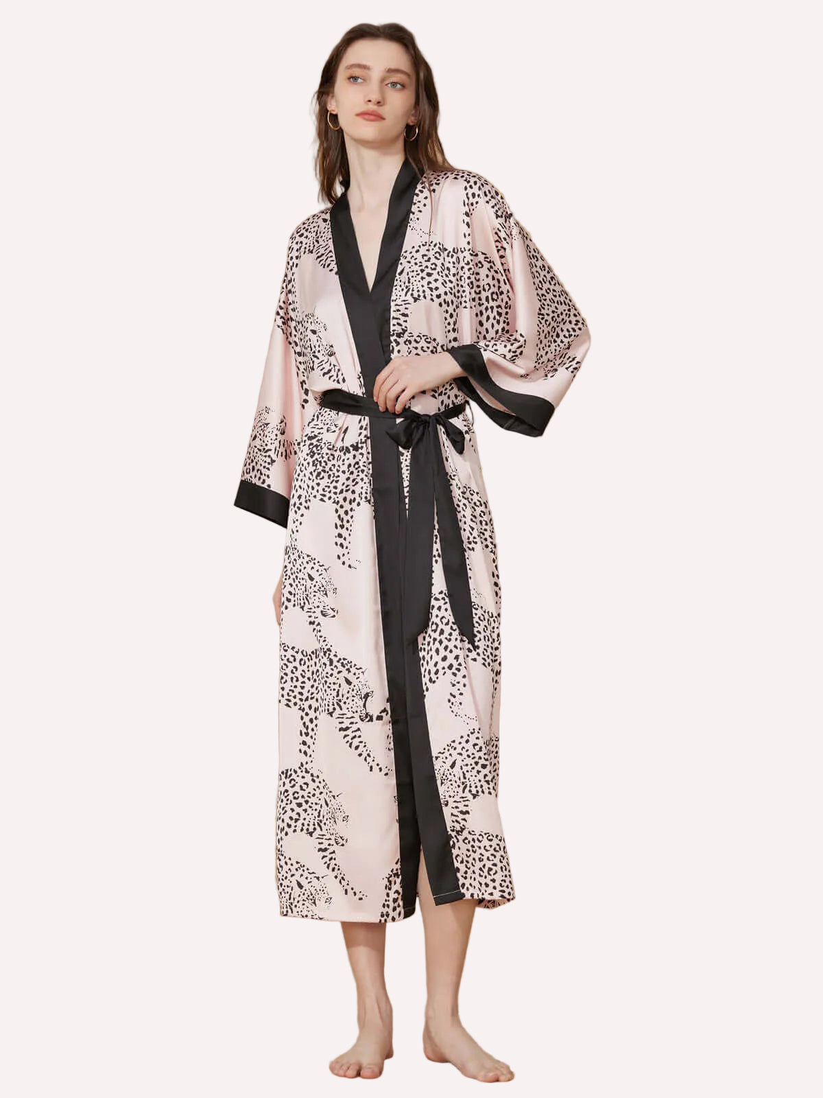 Pink Leopard Kimono Robe
