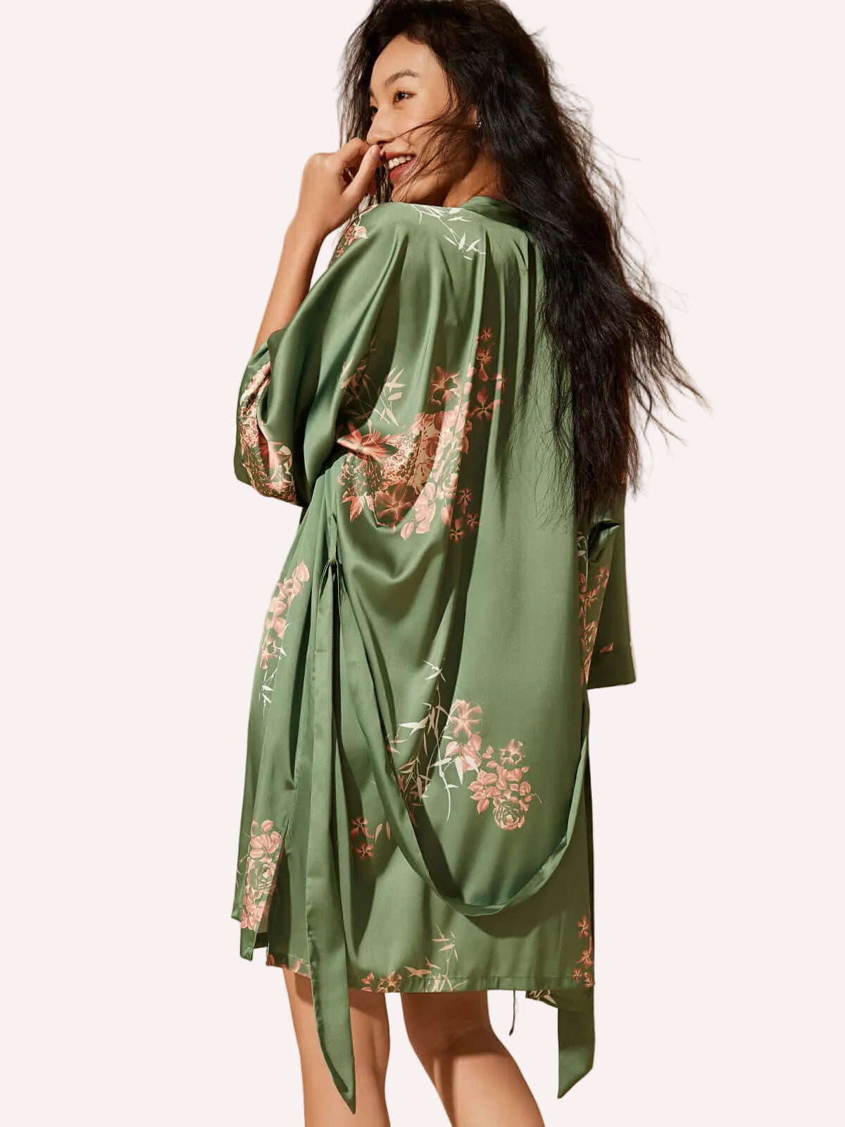 Short Kimono Robe Olive