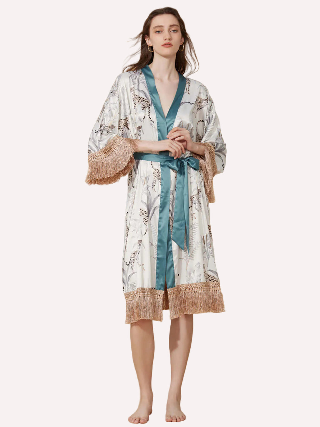 Tassels Leopard Kimono Robe