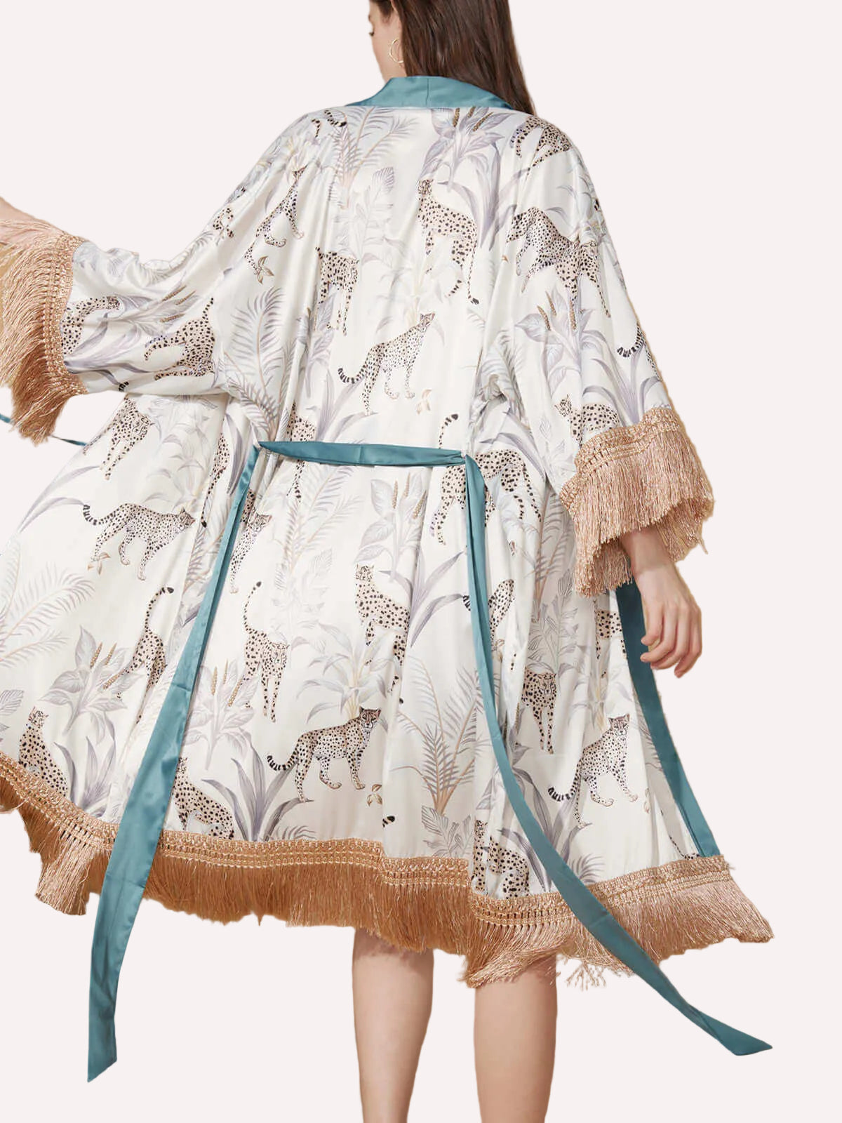 Tassels Leopard Kimono Robe