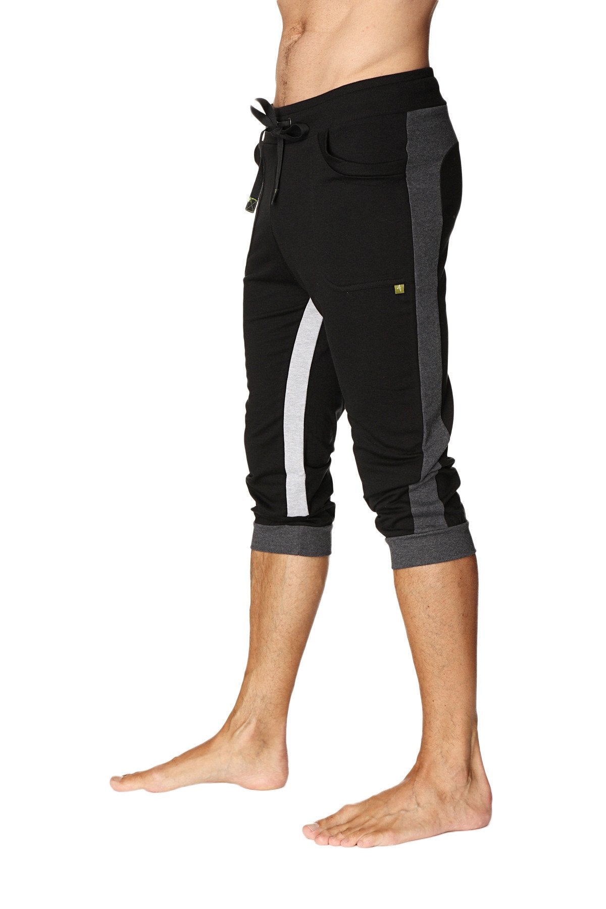 Ultra-Flex Tri-color Cuffed Yoga Pant (Black w/Charcoal & Grey)