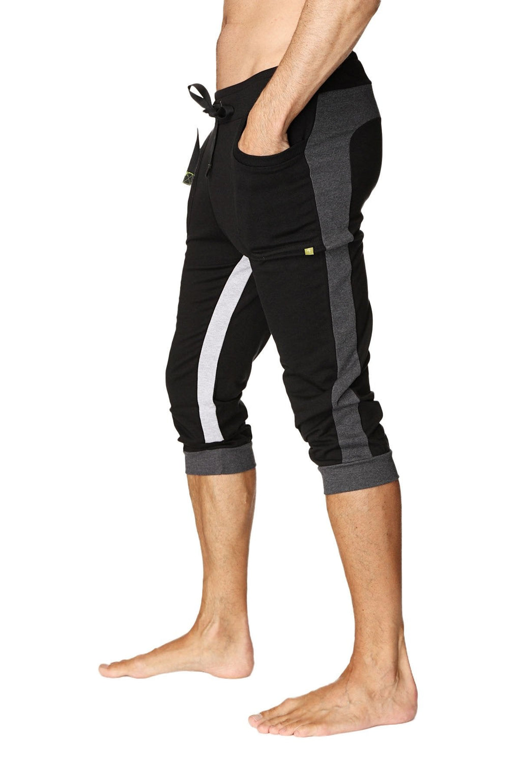 Ultra-Flex Tri-color Cuffed Yoga Pant (Black w/Charcoal & Grey)