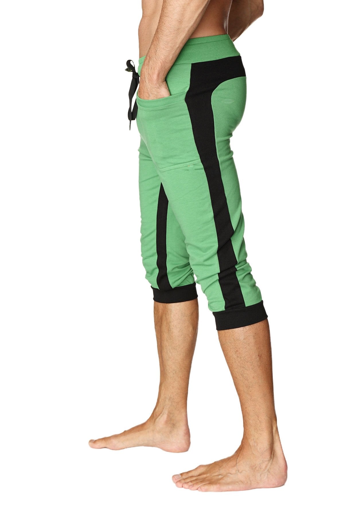 Ultra-Flex Tri-color Cuffed Yoga Pant (Green w/Black & Black)