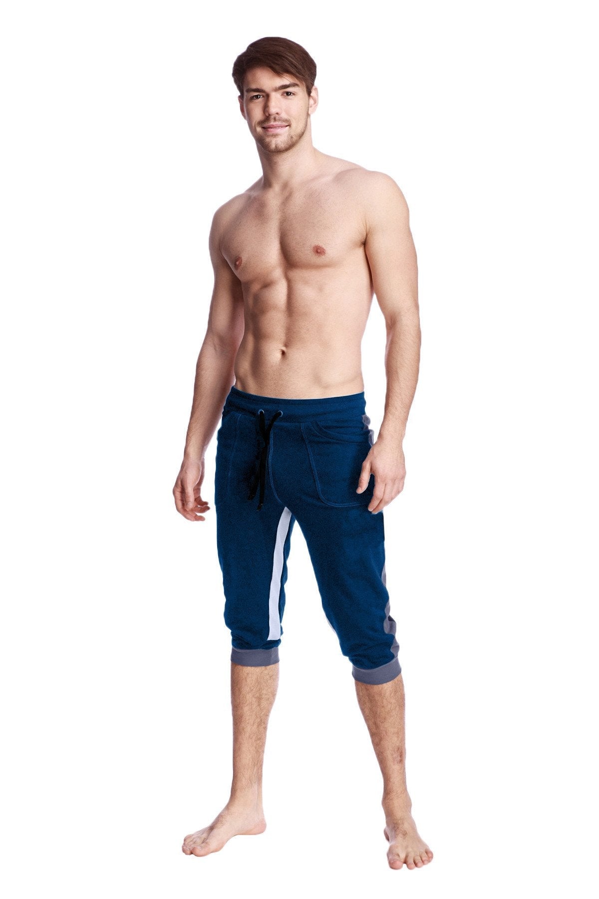 Ultra-Flex Tri-color Cuffed Yoga Pant (ROYAL w/Charcoal & Grey)
